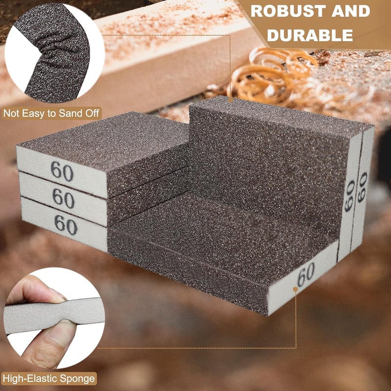 Tonmp 6 Pack 60 Grit Coarse Sanding Sponge, Washable and Reusable Great for Pot Pan Brush Sponge Brush Glasses Sanding Wood Sanding Metal Sanding (60 Grit-6 Pack) - Image 5